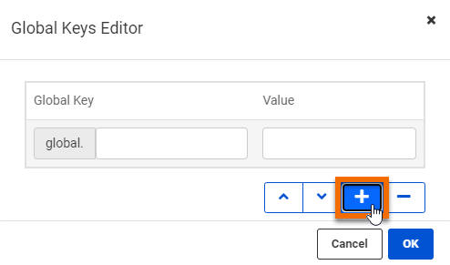 Global Keys Editor dialog